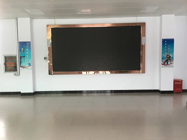 Company information board in the office area