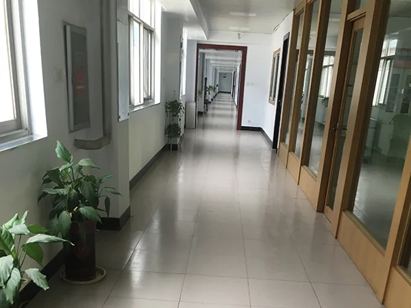 Office hallway with meeting rooms
